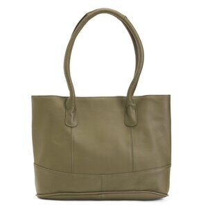 AMERILEATHER Olive Leather Triple Compartment Tote